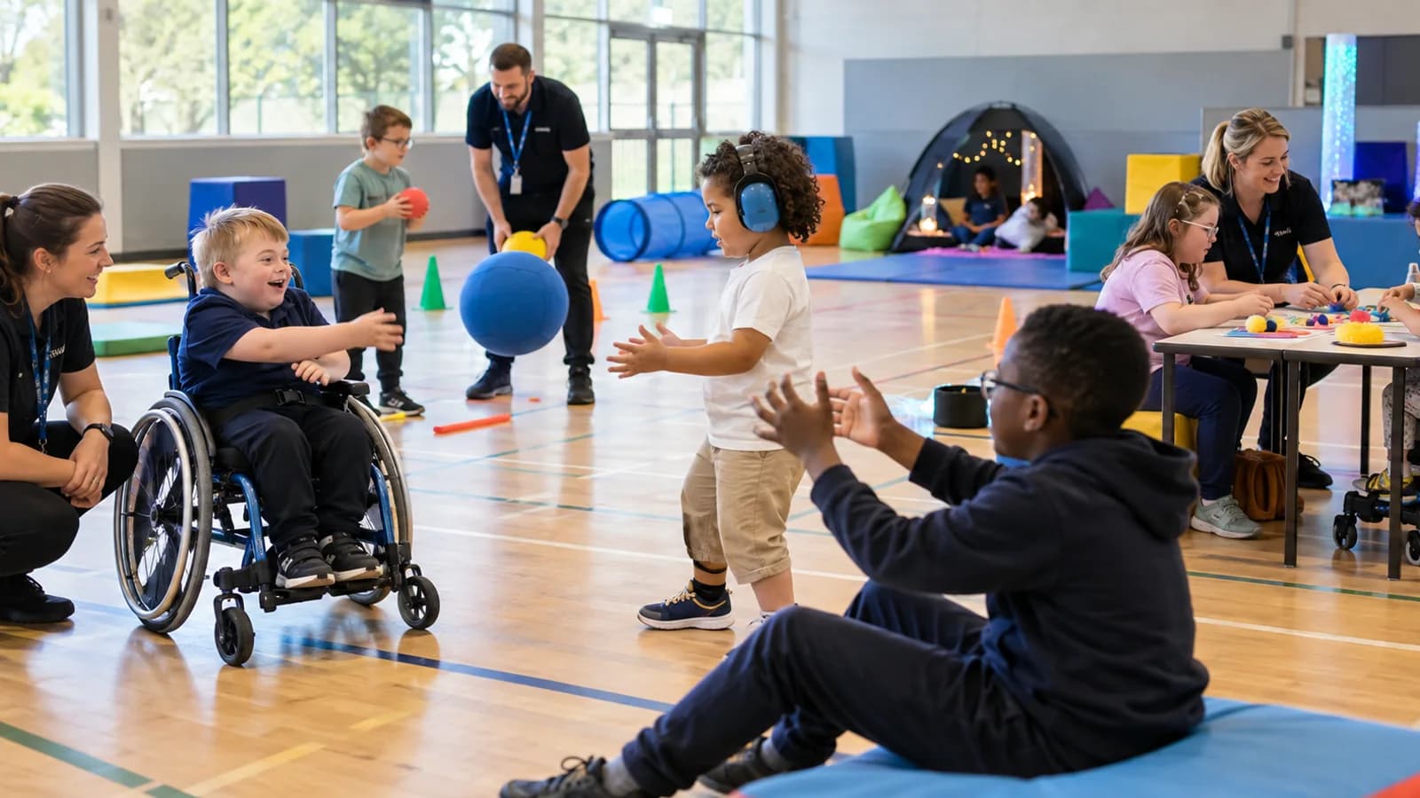 Children enjoying adapted inclusive activities